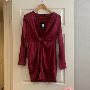 Burgundy Wrap dress w/ Slit